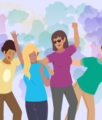 Personnes célébrant festival