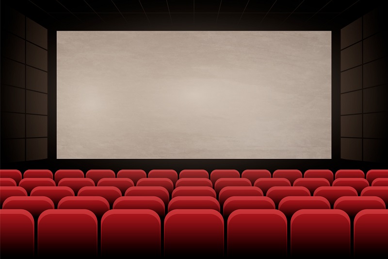 Arrière-plan d'une salle de cinéma à design plat