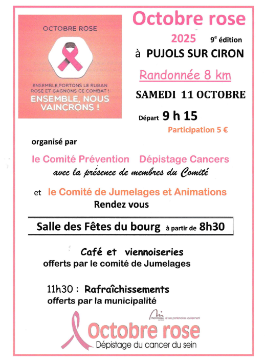 octobre rose pujols sur ciron